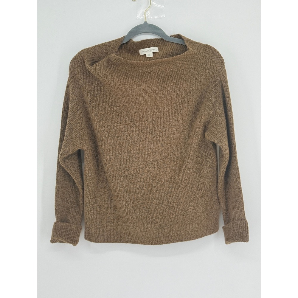 Treasure & Bond Women Off Shoulder Ribbed Knit Sweater Size M Office Minimalist